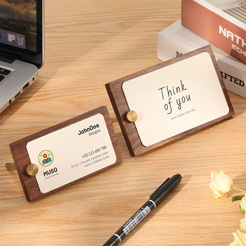 Solid Wood Business Card Holder Wooden Note