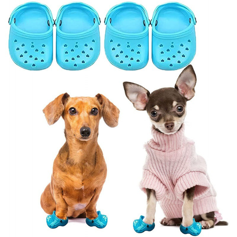 Heart Shaped Pet Dog Hole Shoes Silica Gel Breathable
