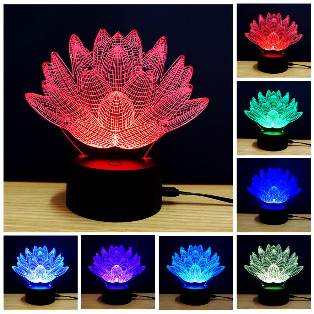 Creative 3D Colorful Lotus Lamp