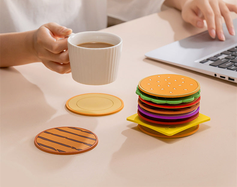 Burger Coaster Set Coffee Cup Insulation Pad 8 Piece Set