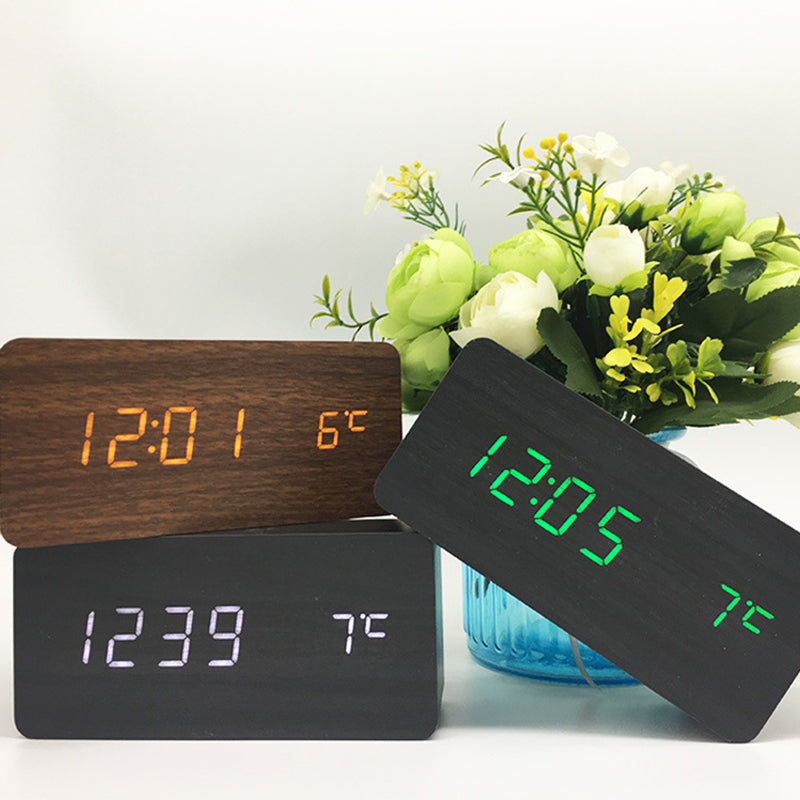 Creative Intelligent Led Wooden Clock | Love gadgets