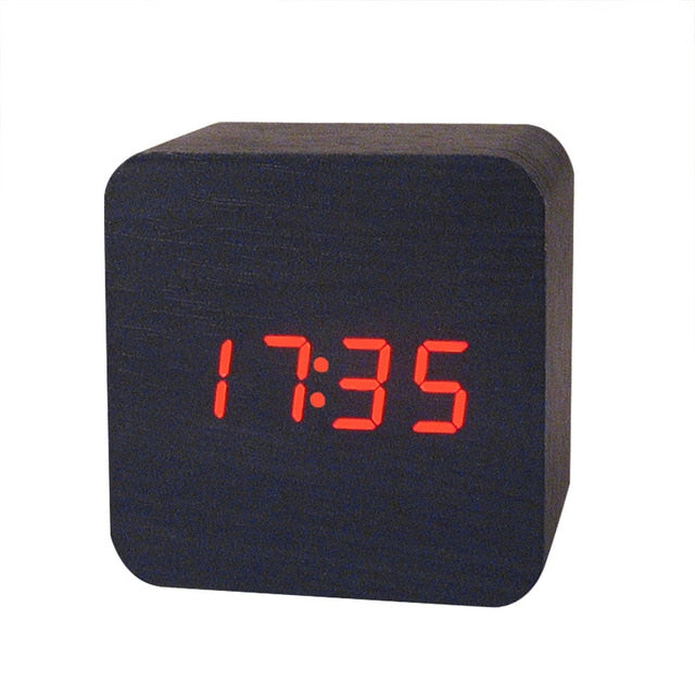 wooden digital clock
