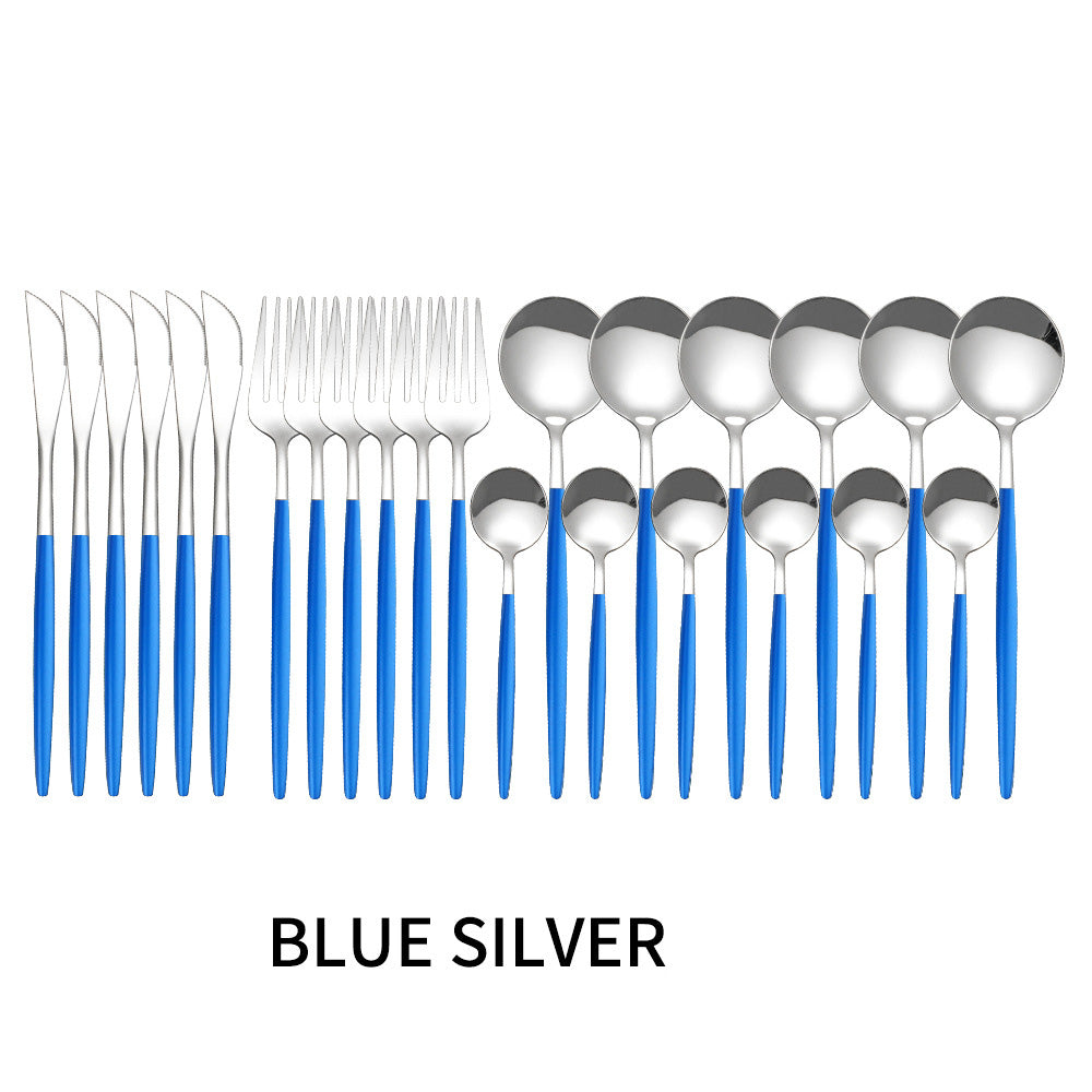 Blue Silver 24 Piece Set