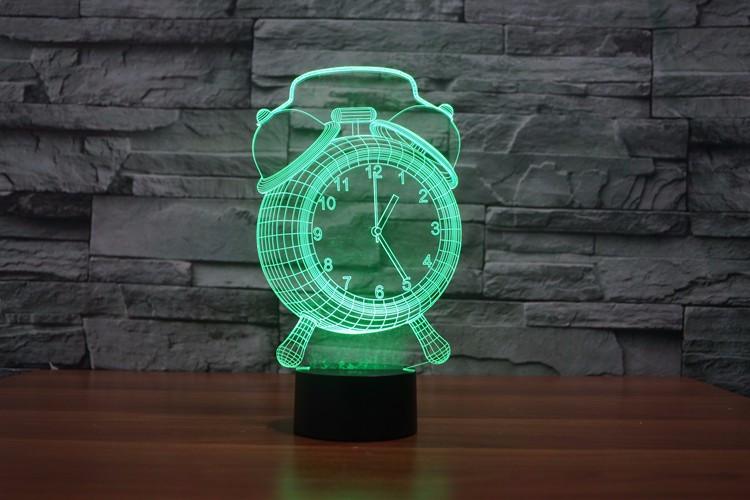 3D Clock LED Night Green Light
