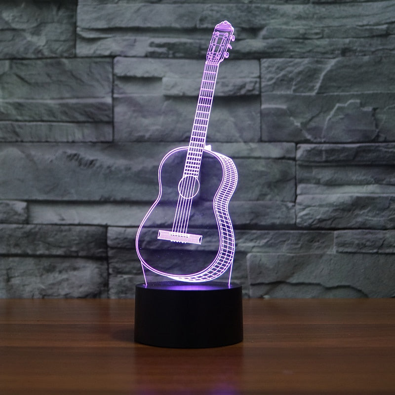 3D Optical Illusion LED guitar Night Light