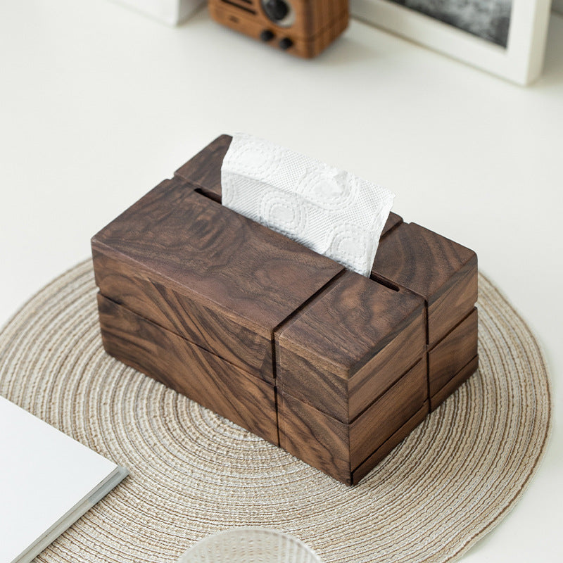 Black Walnut Solid Wood Tissue Box