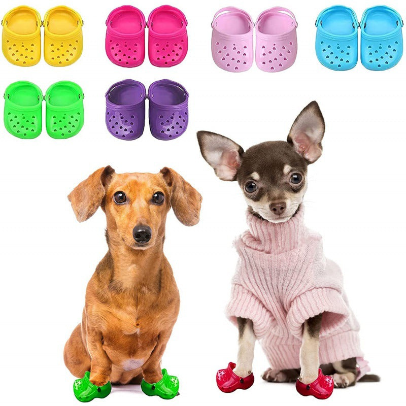 Heart Shaped Pet Dog Hole Shoes Silica Gel Breathable