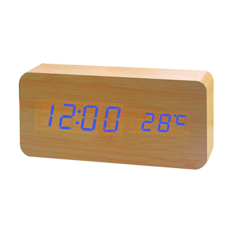 Brown wood blue color clock