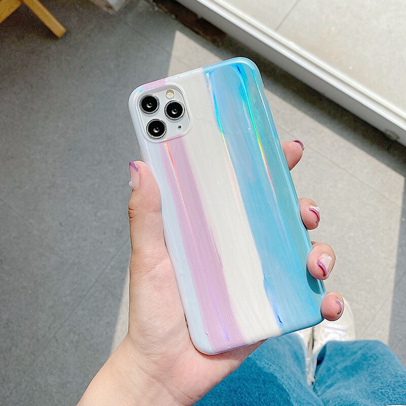 Gradient Rainbow Laser Phone Case For iPhone 12 Pro