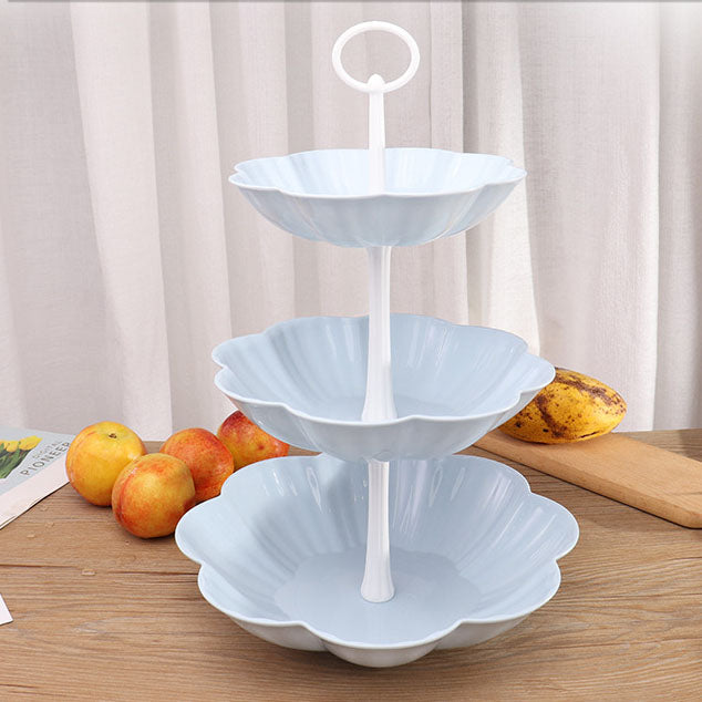 European Style Multi-Layer Household Fruit Plate Creative Fashion Three Layer Cake Stand Plastic Double Layer Fruit Basin Fruit Basket