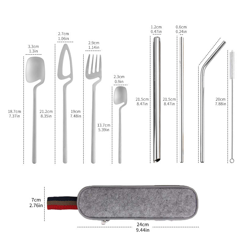 Travel Utensil Fork And Spoon Silver color Set 