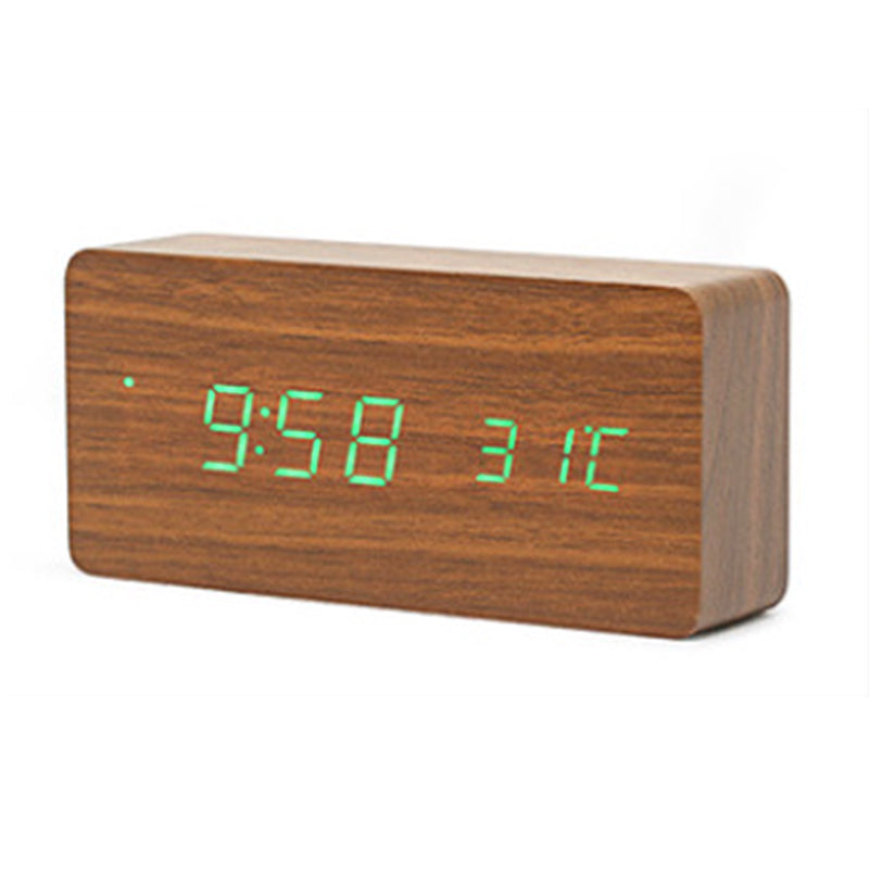Brown wood green clock