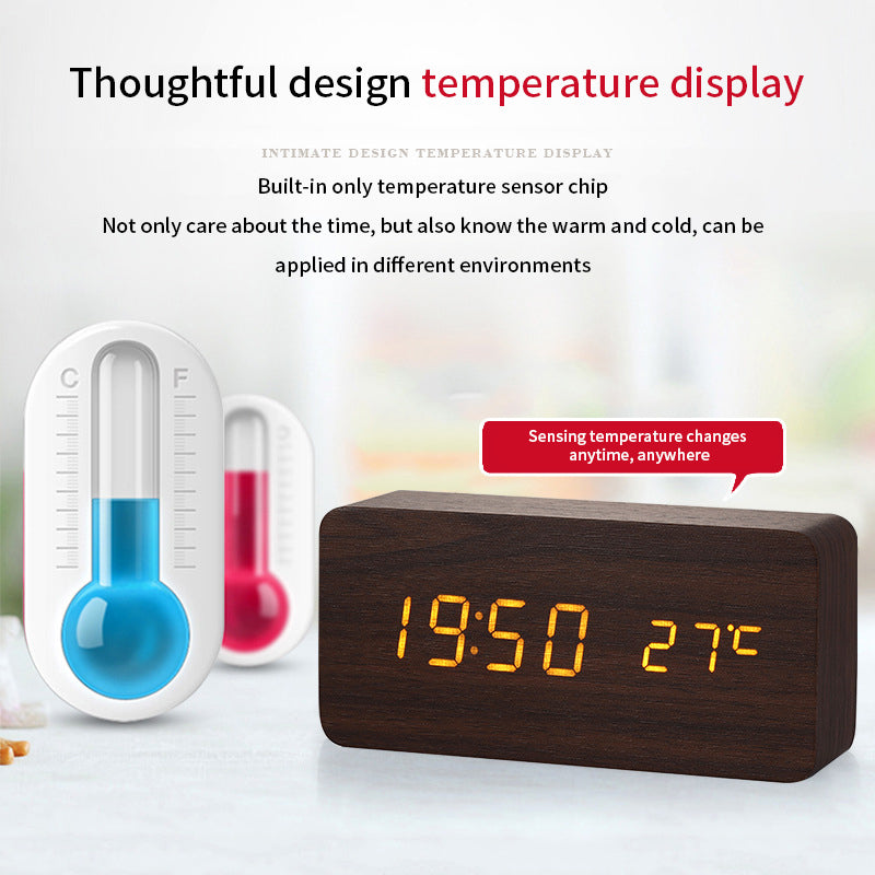 Temperature display for wood clock