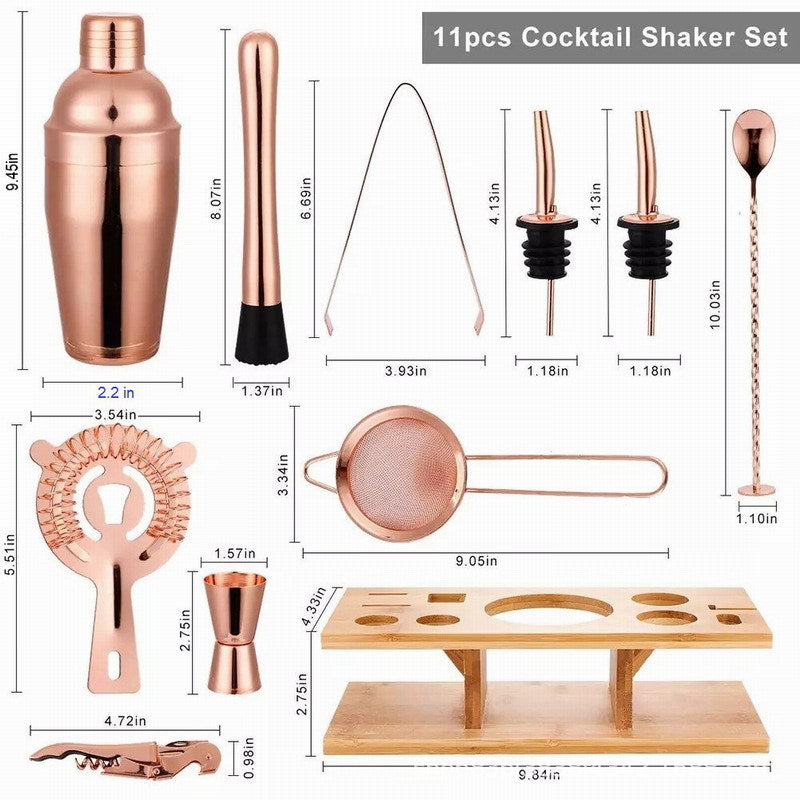 Dimension of Cocktail Set Stainless Steel