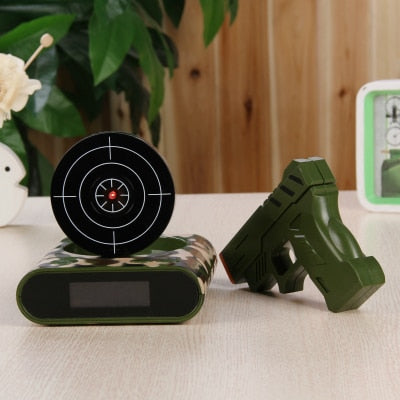 Target Black Alarm Clock with Gun