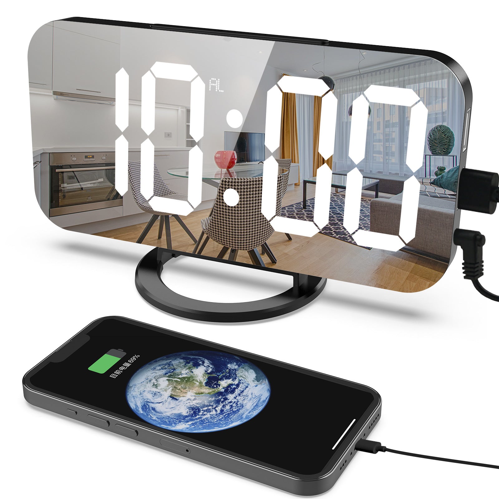 Digital Mirror Luxury Wall Clock | love gadgets