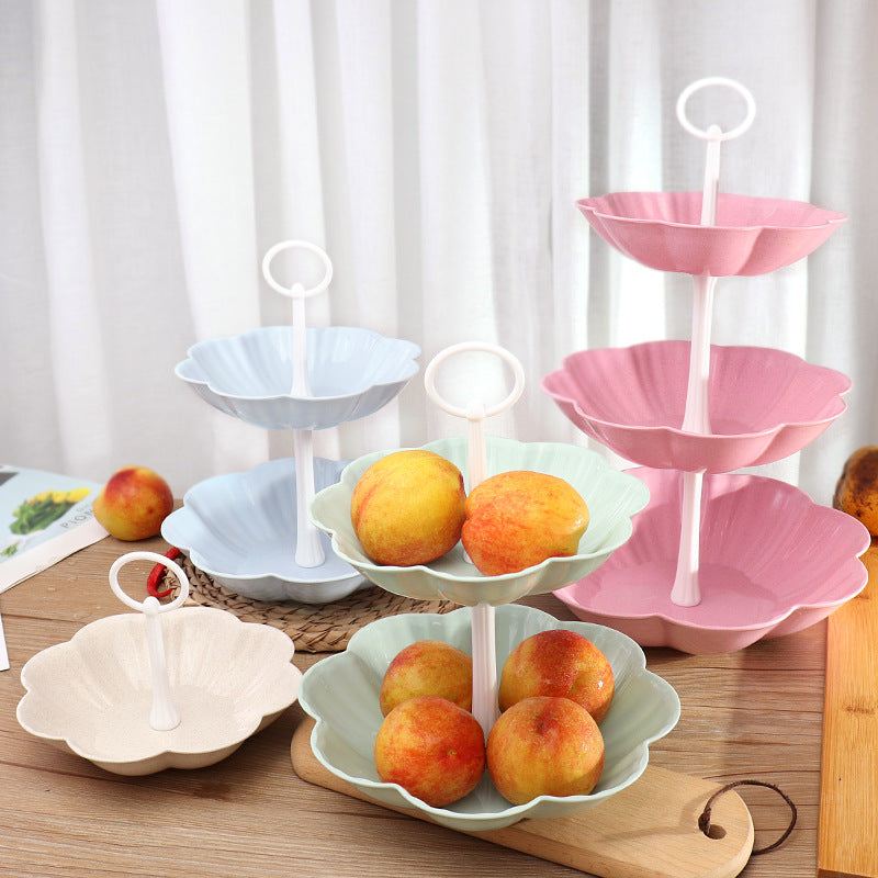 European Style Multi-Layer Household Fruit Plate Creative Fashion Three Layer Cake Stand Plastic Double Layer Fruit Basin Fruit Basket