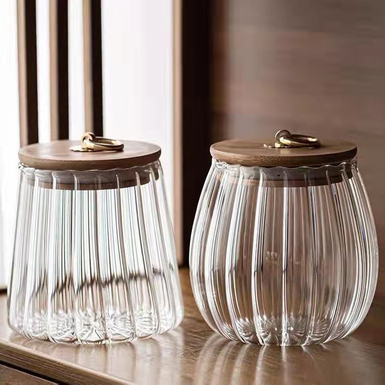 Large Capacity Glass Jar Bamboo Sealed