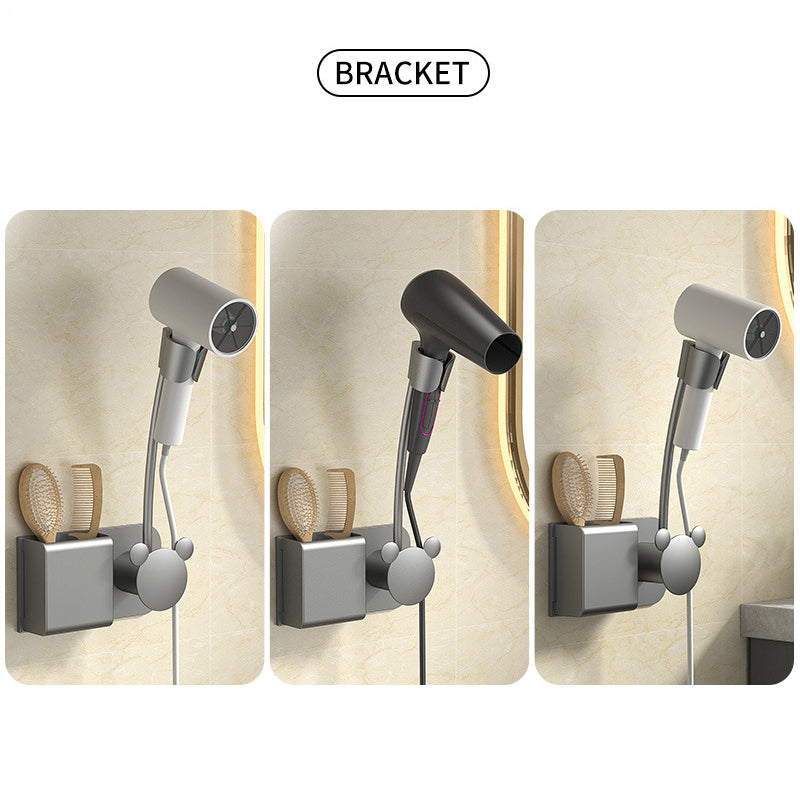 Punch-Free Hair Dryer Rack Wall-Mounted 