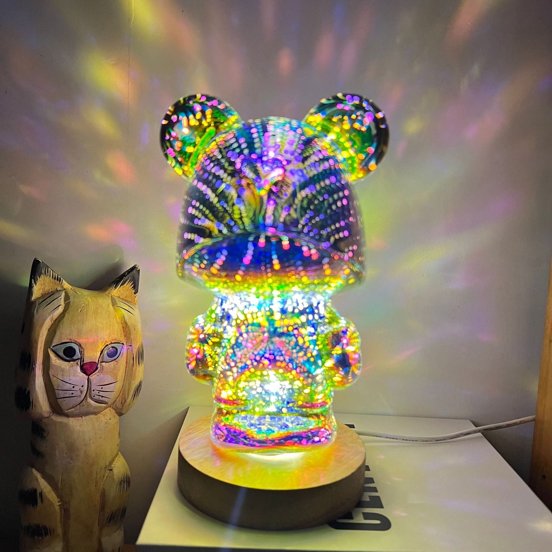Glass Fireworks Bear Colorful Lamp