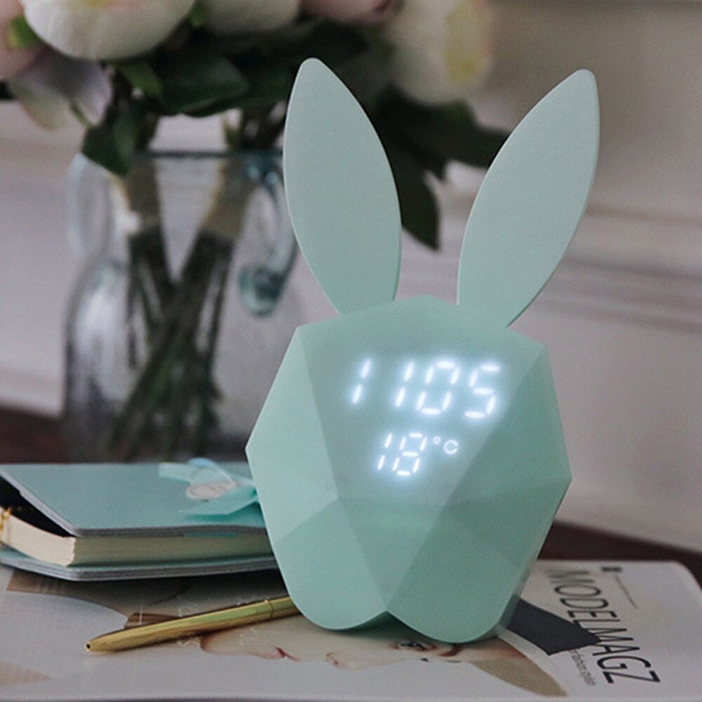Cute Rabbit Shape Digital Cartoon Alarm Clock